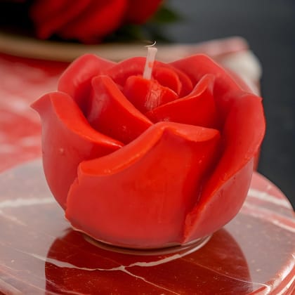 Rose Shaped Romantic Fragrance Smoke-Free Candle, 1 Pack, Red, for Home Decor, Wedding, Birthday, Anniversary