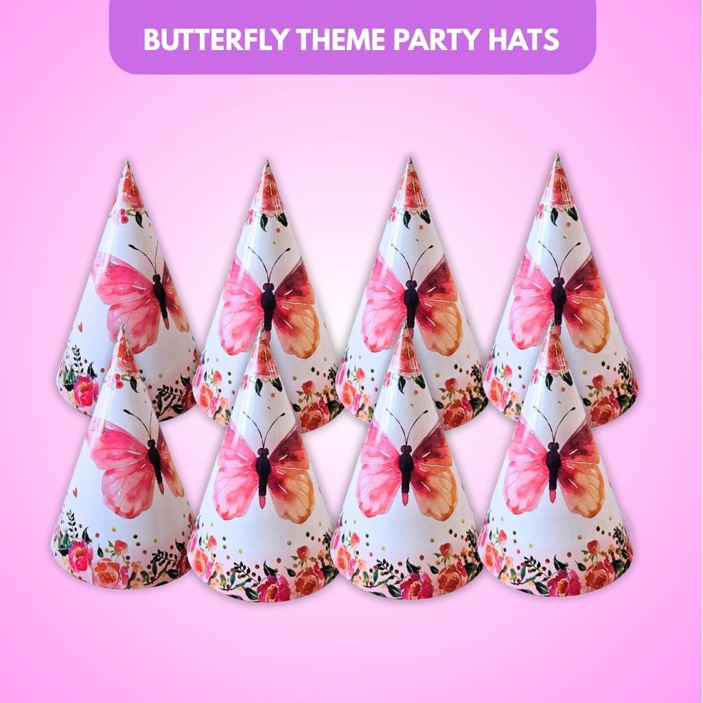 Butterfly Theme Party Hats - 8PC - Party and Festive Needs | Buy online on ZillyBuy