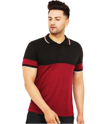 Leotude Pack of 1 Cotton Blend Regular Fit Colorblock Half Sleeves Men's Polo T Shirt ( Black )