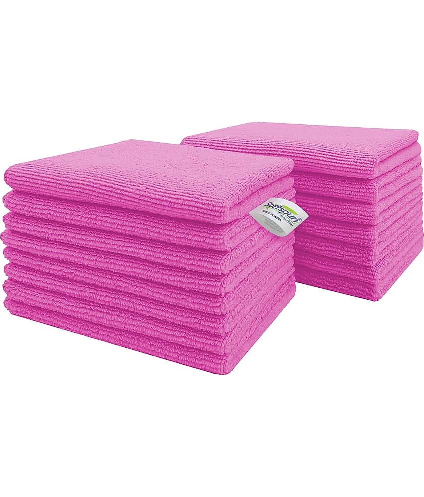 SOFTSPUN Microfiber Cloth 15pcs - Small - 20x30cms - 340 GSM  pink . Thick Lint & Streak-Free Multipurpose Cloths - Automotive Microfibre Towels for Kitchen Cleaning Polishing Washing & Detailing