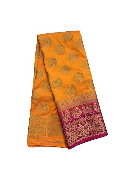 Orange Silk Saree For Women With Blouse