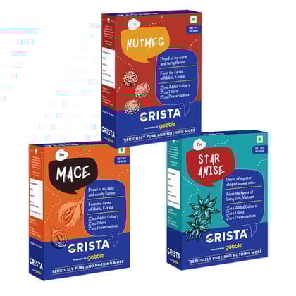 CRISTA Exotic Punjabi Cuisine Whole Spices (Masala) Combo Pack (Star Anise 50 gm, Mace 50 gm & Nutmeg 50 gm) - Pack of 3