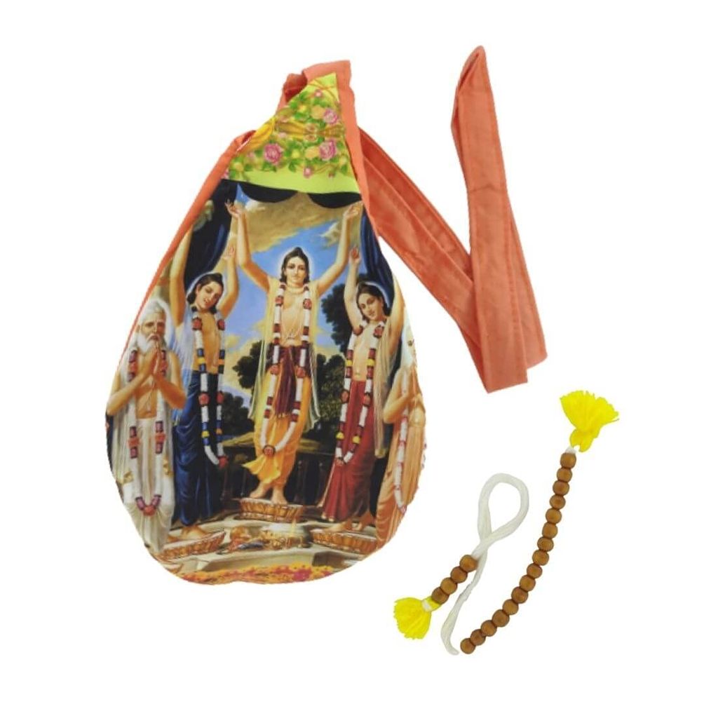 MAYAPURI Gour Nitai Printed Japa Mala Bag with Zip Pocket & Sakshi Mala (Pack of 1) - Pooja Needs | Buy online on ZillyBuy