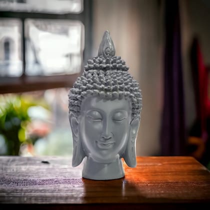 Buddha Head Statue for Home Decor Table Resin Idols  H 17.5 cm-Poly Resin