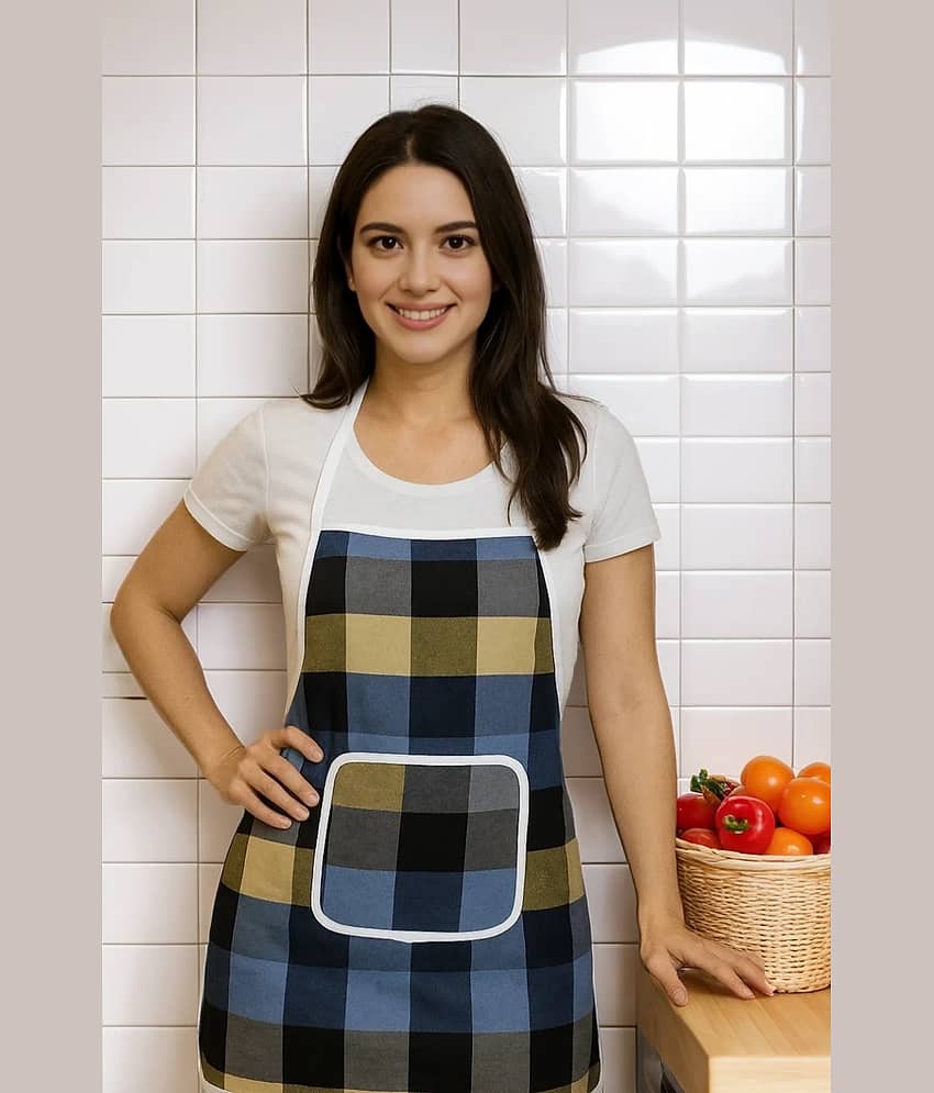 THE LION'S SHARE Cotton Printed Kitchen Apron with 1 Center Pocket ( Pack of 1 )