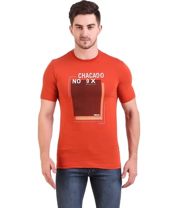 Bravezi Pack of 1 Cotton Blend Slim Fit Men's T-Shirt ( Orange )