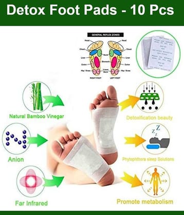 Kinoki Cleansing Detox Foot Pads- 10Pcs (Free Size, White) Cleansing foot treatment