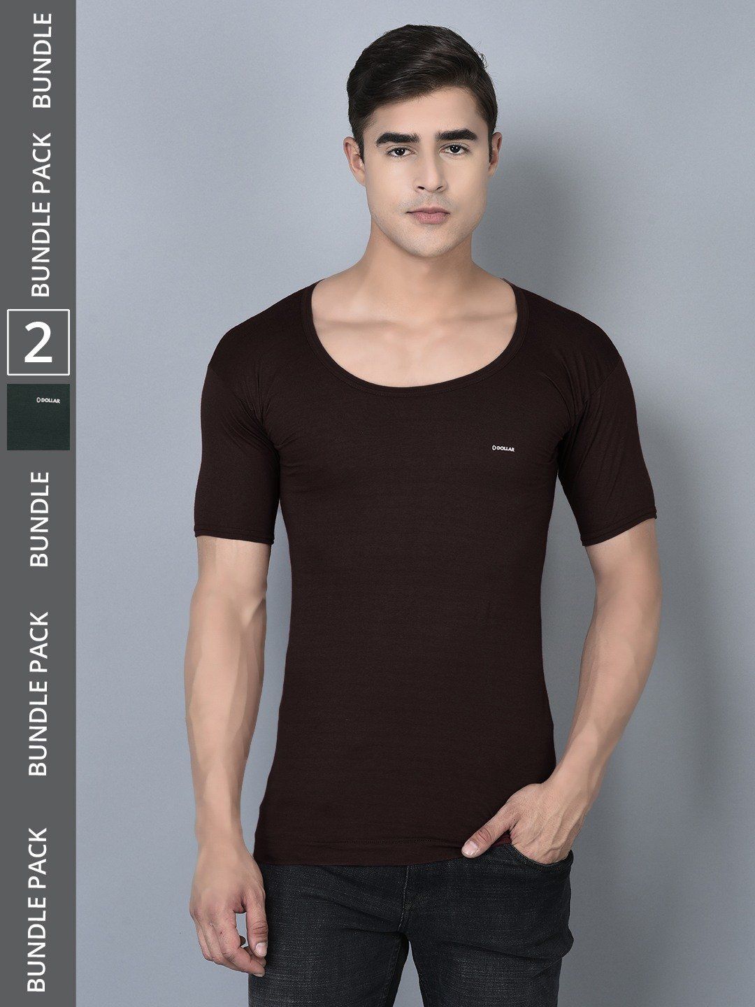 Men's Assorted Pack of 2 Solid Combed Cotton Shrinkless Vest