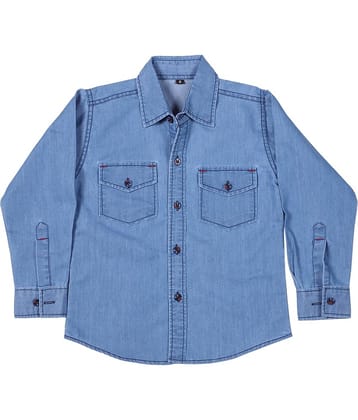 Cremlin Clothing Pack of 1 Boys 100% Cotton Full Sleeves Shirt ( Navy Blue )