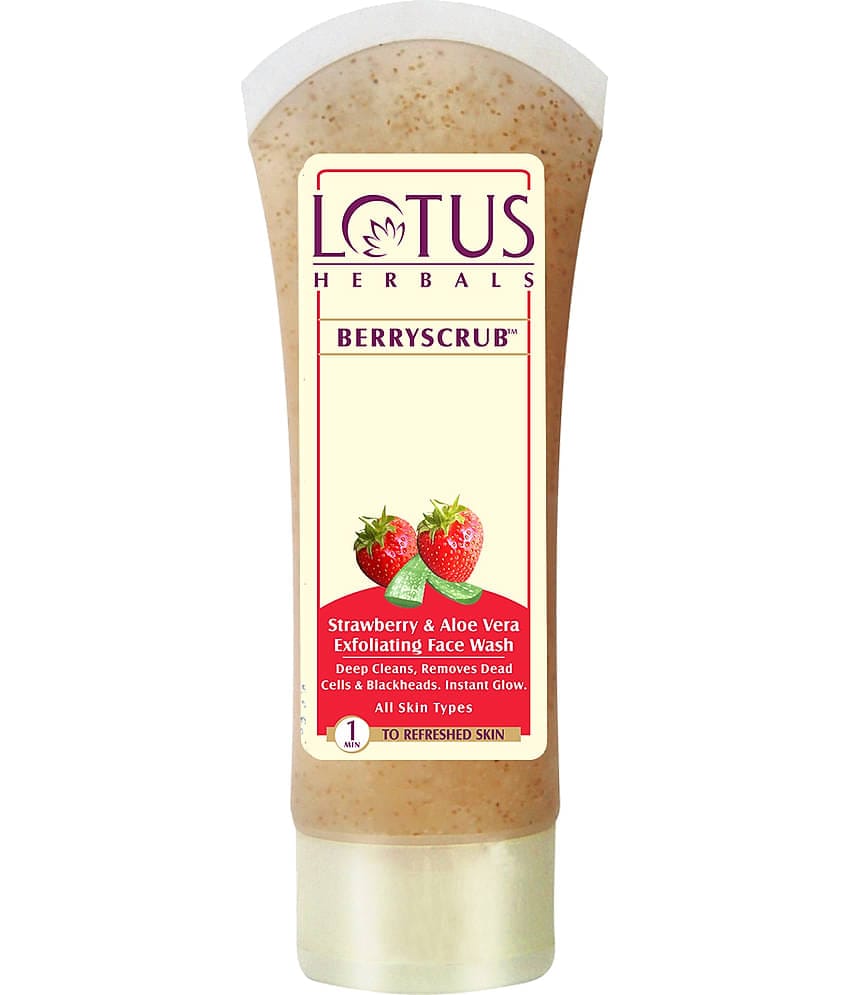 Lotus Herbals Berryscrub Strawberry & Aloe Vera Exfoliating Face Wash , Blackhead Removal , 120G