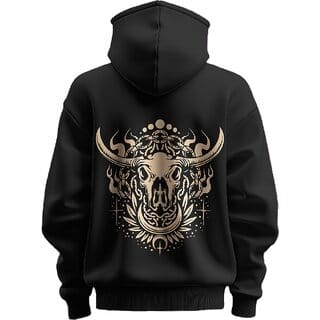 BULL CLOTHING Men's Bull Graphic Black Hoodie  60 Cotton, 40 Polyester  280 GSM for Comfort  Durability (L)