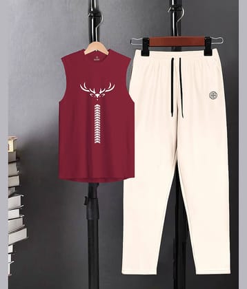 ENITOR Maroon Cotton Blend Relaxed Fit Men's Tracksuit ( Pack of 1 )