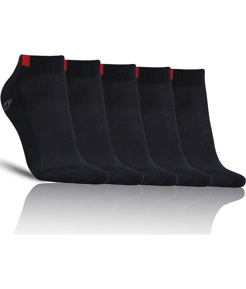 Dollar - Cotton Men's Solid Black Low Ankle Socks ( Pack of 5 )