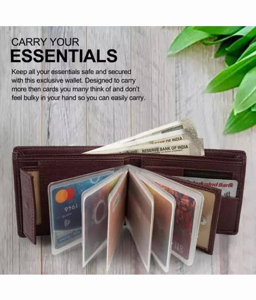 Classic World PU Solid Men's RFID Wallet With 9 Slots For Card ( Brown , Pack of 1 )