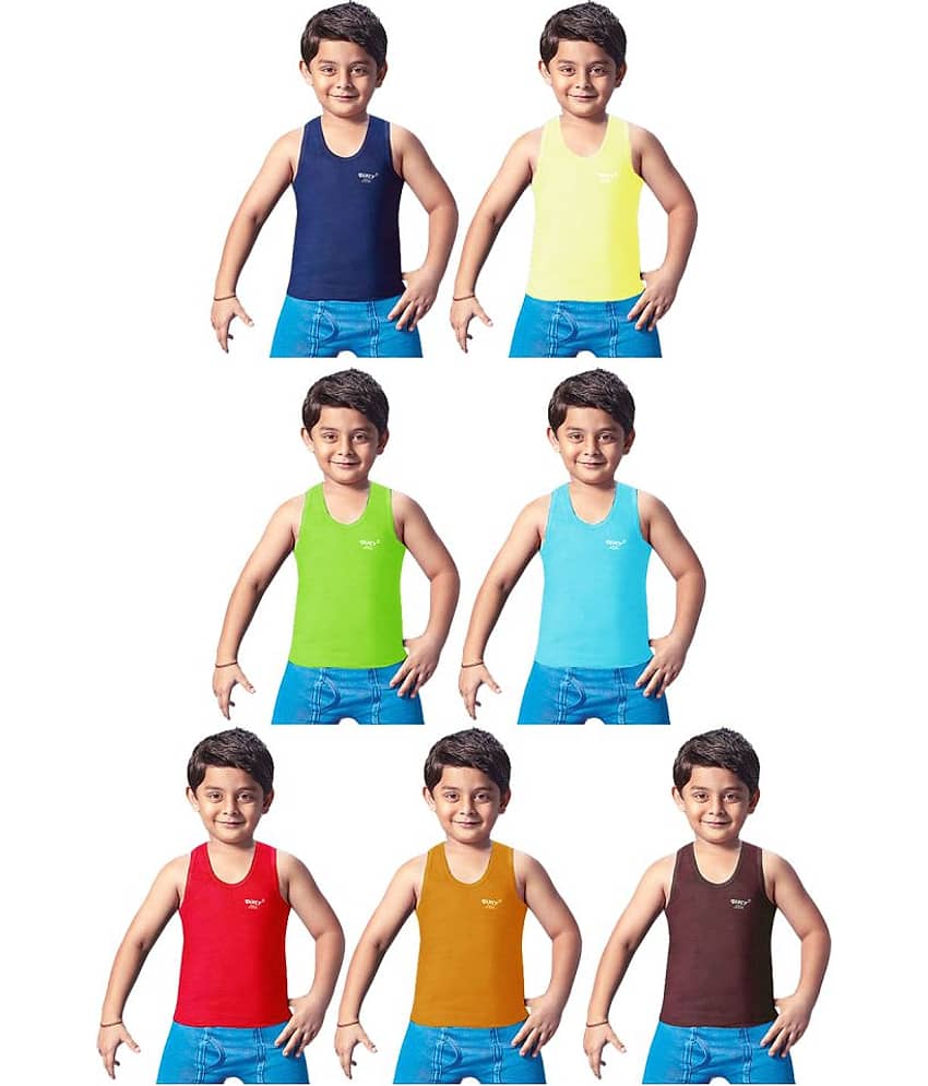 Dixcy Josh Fine Cotton Multicolor Sleeveless Vests for Kids/Boys - Pack of 7