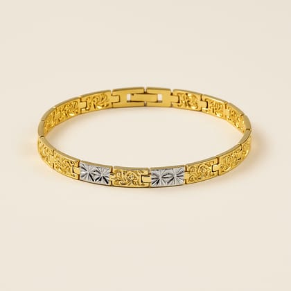 18K Gold Plated Silver Tone Titan Luxe Band Men's Bracelet