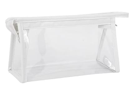 AQBAH Polyethylene Large Capacity Big Pencil Pouch For Girls&Boys,Transparent Pen Bag Organizer For School,Collage,Office,Cute Cosmetic Bag For Girls,Multi-Purpose Stationary Bag Pack Of 1(White)