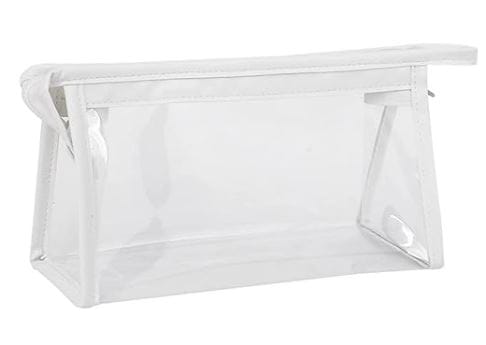 AQBAH Polyethylene Large Capacity Big Pencil Pouch For Girls&Boys,Transparent Pen Bag Organizer For School,Collage,Office,Cute Cosmetic Bag For Girls,Multi-Purpose Stationary Bag Pack Of 1(White)