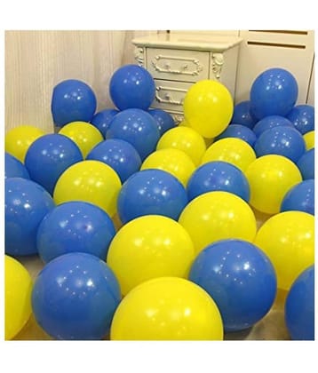 DSH Solid Yellow and Blue Balloons( Pack of 50 )