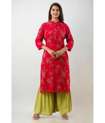 MAUKA - Red Straight Rayon Women's Stitched Salwar Suit ( Pack of 1 )