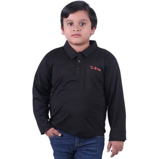 Kid Kupboard Cotton Boys T-Shirt, Dark Black, Full-Sleeves, 7-8 Years KIDS7197