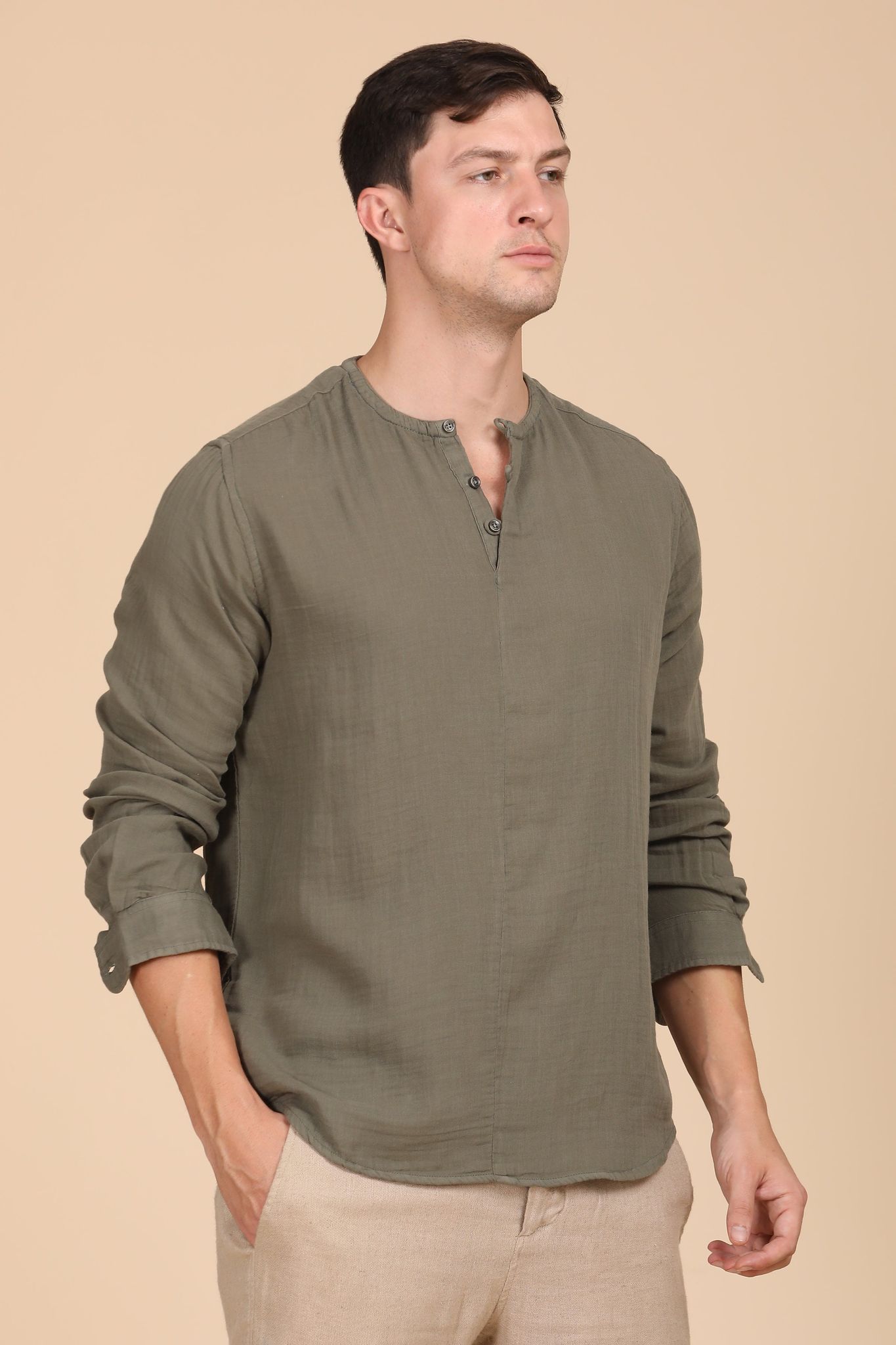 Dreamer - Cotton Solid Shirt - Olive-S-38 / OLIVE