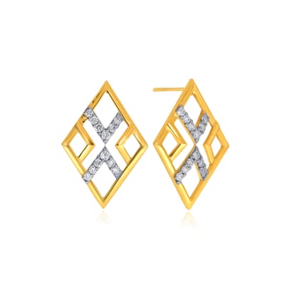 Senco Gold Chic Rhombus Sheen Diamond Studs (1.2 gram / 0.13 Ct / HI-SI / 18K Yellow Gold)