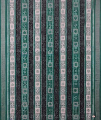 Green black handwoven sambalpuri cotton saree Green black handwoven sambalpuri cotton saree
