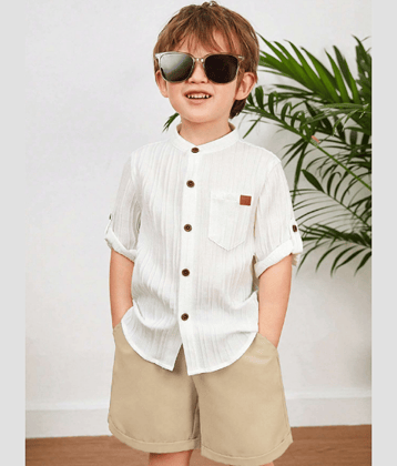 Ocvito Pack of 1 Boys Cotton Blend Shirt & Shorts Set ( Cream )