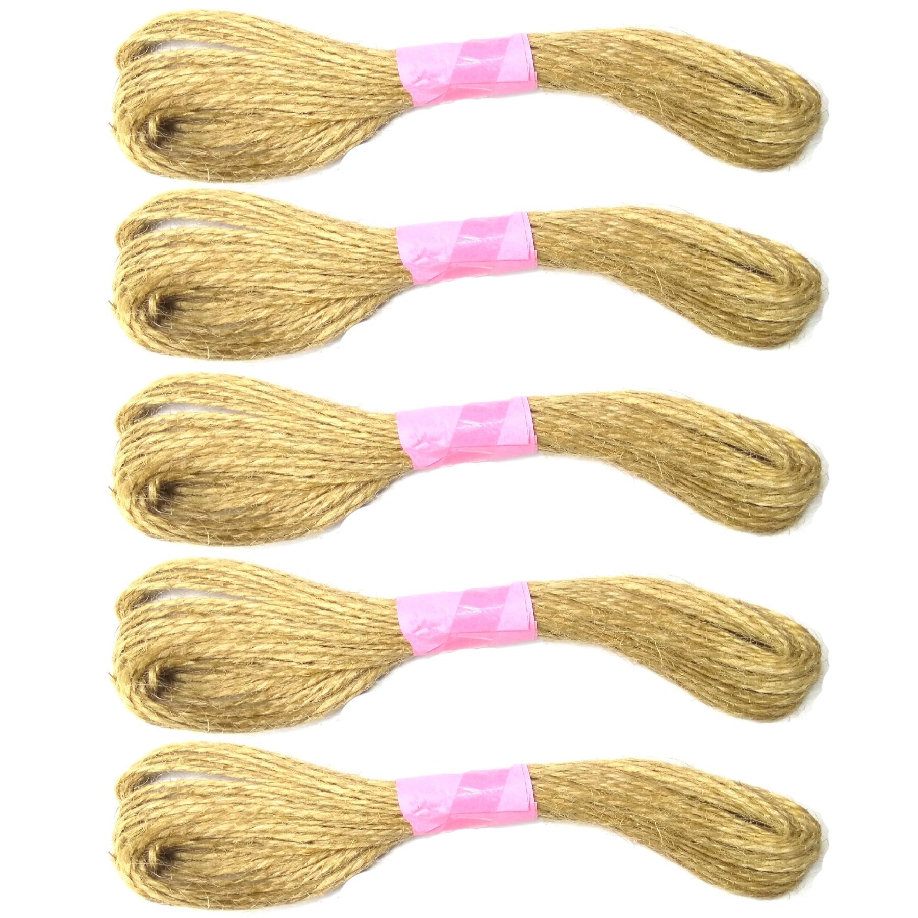 Jute Twine String 10 Meter Roll - Natural Color 2 Ply - 2mm Diameter Combo of 5 Pcs