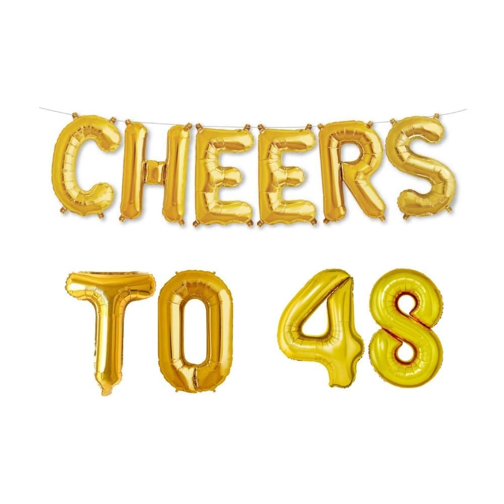 Balloonistics Cheers to Forty Eight Foil Balloon Combo Number 48 Foil Balloon for Birthday and Anniversary