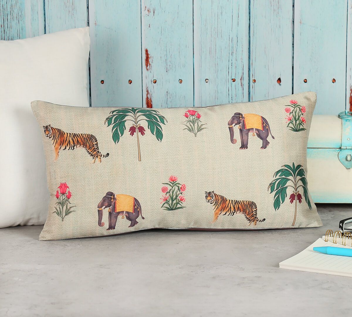 India Circus Poetic Disposition - Blended Taf Silk Cushion Cover - 8 X 16 Inch