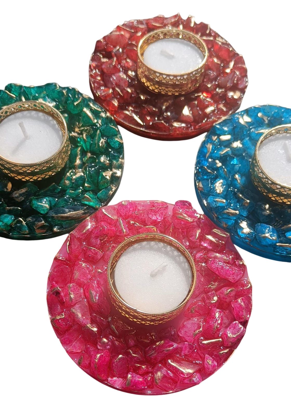 Elegant Handmade Geode Tea Light Holder - Stunning Decorative Candle Holder for Diwali & Home Décor