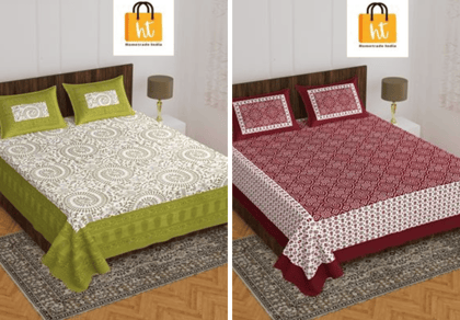 2201-Hometrade India- Standard Double Size (90*100 in )-Combo Double Bedsheet