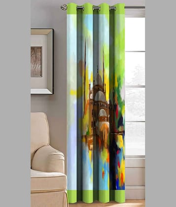 BELLA TRUE Abstract Printed Semi-Transparent Eyelet Curtain 7 ft ( Pack of 1 ) - Multicolor