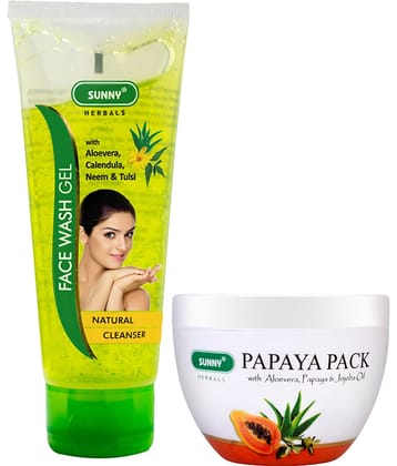 SUNNY HERBALS Papaya Pack 150 gm and Neem Tulsi Face Wash 110 mL