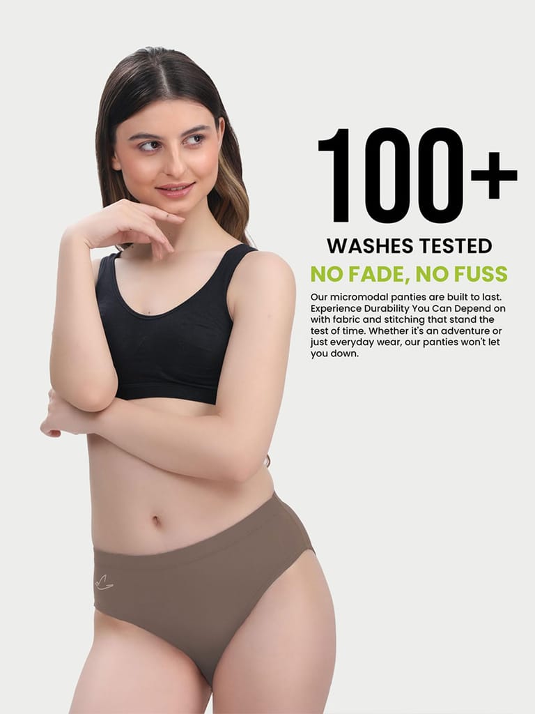 Freecultr Women’s Micromodal Mid-Rise Hipster | Super Soft & Breathable Fabric | Medium Rear Coverage | Comfortable Stretch Elastic | Pack of 3 |Color - Port Wine,Pink,Clay