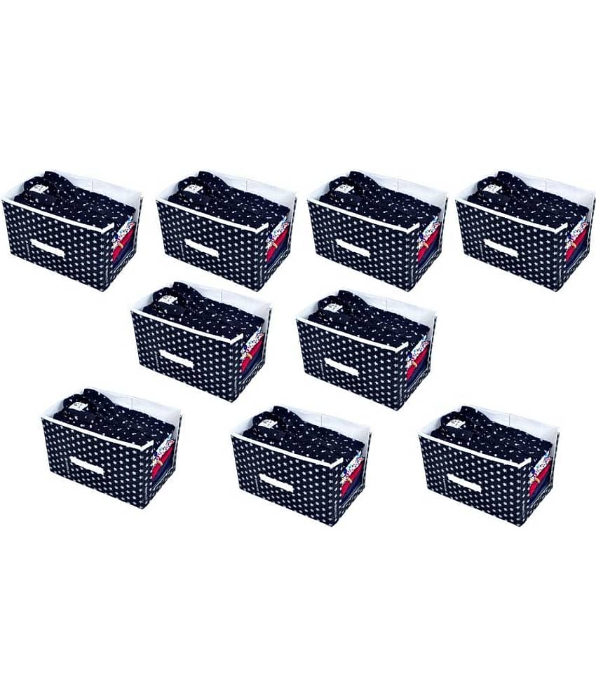 SH. NASIMA star Printed 09 Piece Non Woven Shirt Stacker Wardrobe Organizer Set of (09) black