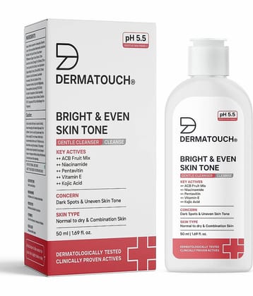 DERMATOUCH Bright & Even Skin Tone Gentle Cleanser | Helps Reduce Dark Spots & Uneven Tone | pH 5.5 Daily Face Wash | 50ml