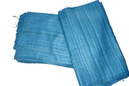 Organic Tussar Gheecha Blue Colour Fabric 3mtr
