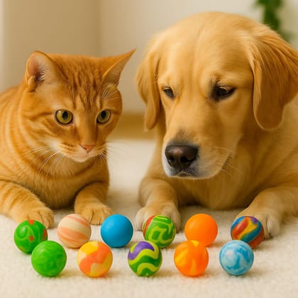 KARTHI7OCT STORE Mini Crazy Bouncing Balls (Pack of 12) � Approx. 30mm Multi-Design High-Bounce Rubber Balls for Pets (Dogs, Cats, Birds), Indoor/Outdoor Play, Party Favors & Stress Relief