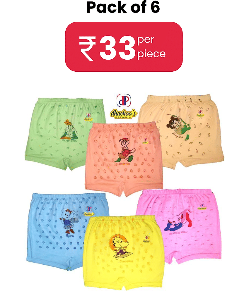 dhachoo's premium Pack of 6 Boys Cotton Briefs ( Multicolor )
