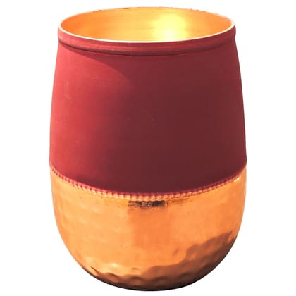 Copper Damru Glass Red | Designer Water Drinking Glass, Height : 4 Inch (BCMAS183 A)
