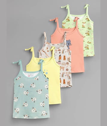 HELLCAT 100% Cotton Strap Open Jhabla Vest & T Shirt for Babies - Pack of 1 (Unisex, 0-18 Months, Knot Type Jabla)_Green_Yellow_Brown_Peach_Green_0-6 Months
