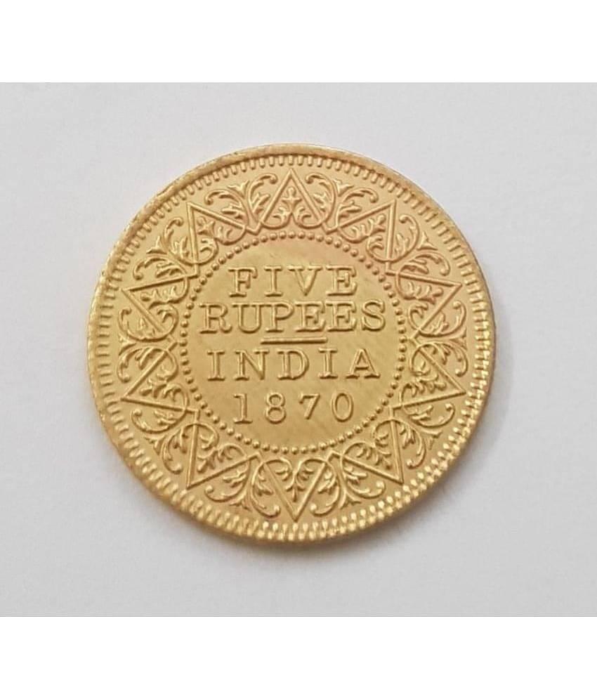 EForest - 5 Rs 1841EIC Victoria Queen Gold Plated 1 Numismatic Coins