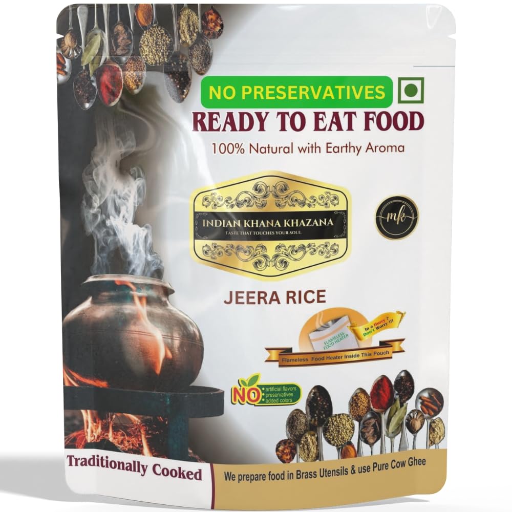 INDIAN KHANA KHAZANA Ready to eat Jeera Rice 202gm| Indian Tasty Flavour Ready to Eat Food Jeera Rice | No Added Preservative and Colours (Rice)