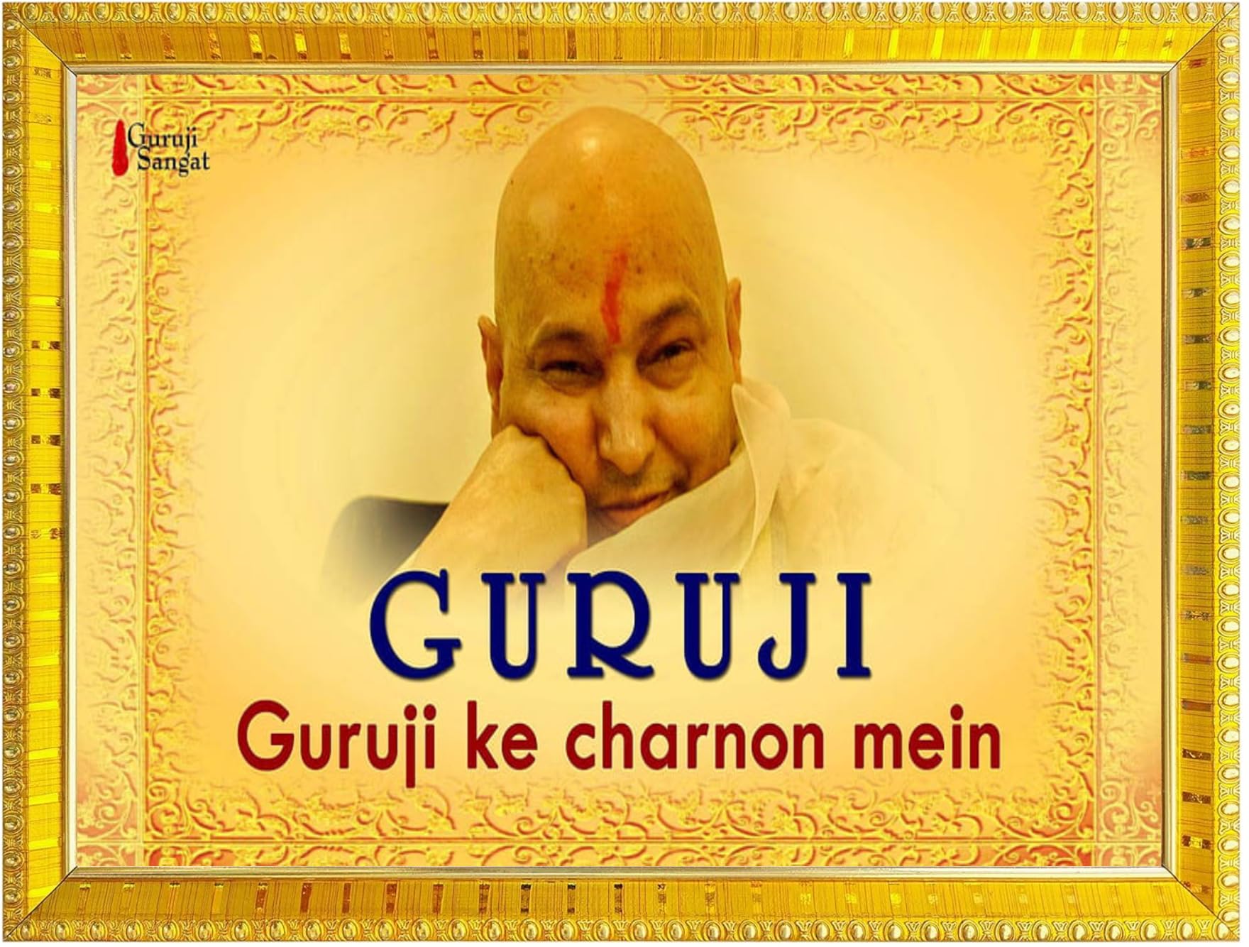 NOKKES Jai Guru Ji Swaroop Shukrana Guru Ji Golden 5X7 Inch Photo Frame_AQW9