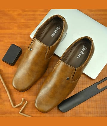 John Karsun Tan Men's Slip On Formal Shoes