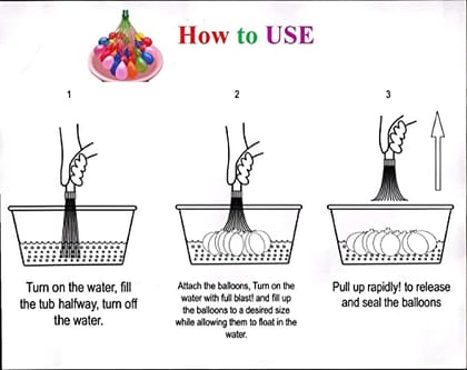 Hayberg Automatic Fill and Tie Magic Water Balloons for Holi - Multicolour (Pack of 3 (111 Balloons)