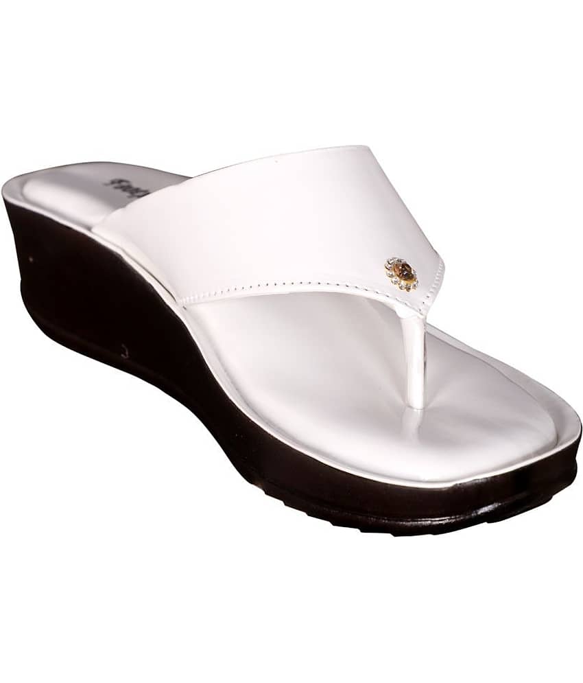 Footprints White Women's Slip On Heels